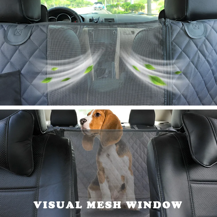 Dog Car Seat Cover - Large Seat Guard Waterproof Back Seat Extended Cover With Mesh Window Storage Pockets