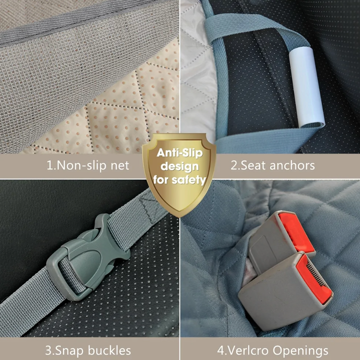 Dog Car Seat Cover - Large Seat Guard Waterproof Back Seat Extended Cover With Mesh Window Storage Pockets