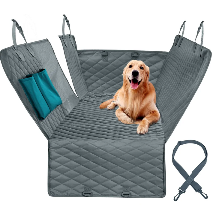 Dog Car Seat Cover - Large Seat Guard Waterproof Back Seat Extended Cover With Mesh Window Storage Pockets