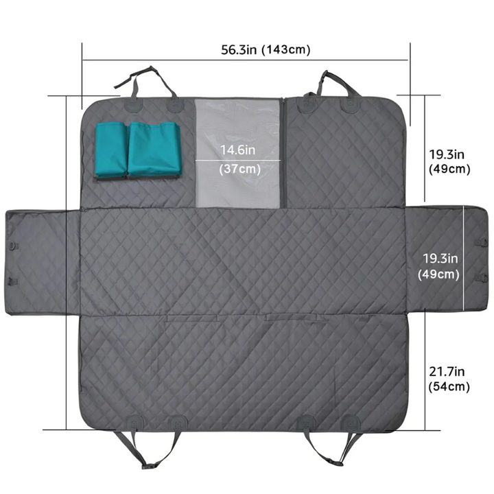 Dog Car Seat Cover - Large Seat Guard Waterproof Back Seat Extended Cover With Mesh Window Storage Pockets